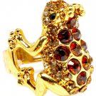 Brown Ring Adjustable Stretch Glass Stone Crystal Studs Frog Crown Texture 1 1 4 In 3101827-519GDBRO
