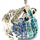 Teal Ring Adjustable Stretch Metal Casting Crystal Studs Frog Gradation 1 Inch Tall 3101827-010RDTEL