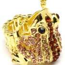 Brown Ring Adjustable Stretch Metal Casting Crystal Studs Frog Gradation 1 Inch Tal 3101827-010GDBRO
