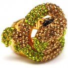 Green Ring Adjustable Stretch Crystal Studs Snake 1 Inch Tall 281118-99220GDGRN