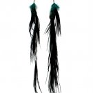 Black Earring Linear Drop Fish Hook Feather Oversized 12 Inch Drop 25185-90256SOBLK