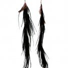 Black Earring Linear Drop Fish Hook Feather Oversized 12 Inch Drop 25185-90250SOBLK