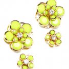 Green Earring Linear Drop Post Earring 2 Prs Earring Crystal Studs 3 4 Inch Width Fl 25185-2007GDGRN