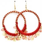 Coral Earring Fish Hook Hoop Charms Beads Metal Chians Coile D Texture 2 Inch Hoop 2 25185-1229GDCOL