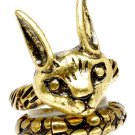 Gold Colored Ring Adjustable Stretch 2 Ring Set Texture Rabbit Bunny 1 Inch Tall 251818-3103BOGOD