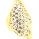 Clear Ring Adjustable Stretch Finger Armor Crystal Studs Pave-Set Unbalanced 1 1 2 251818-20373MGCLR