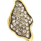 Clear Ring Adjustable Stretch Finger Armor Crystal Studs Pave-Set Unbalanced 1 1 2 251818-20373BOCLR