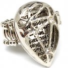 Clear Ring Adjustable Stretch Crystal Studs Metal Casting Religious Tear Drop Pier 251818-20288RDCLR