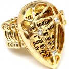 Clear Ring Adjustable Stretch Crystal Studs Metal Casting Religious Tear Drop Pier 251818-20288GDCLR