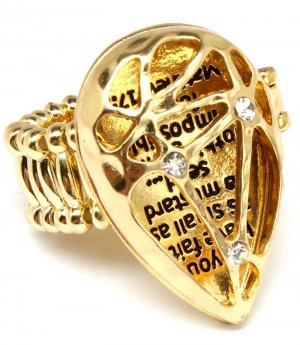 Clear Ring Adjustable Stretch Crystal Studs Metal Casting Religious Tear Drop Pier 251818-20288GDCLR