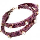 Purple Earring Pin Catch Glass Stones Fabric Exotic Print 2 1 2 Inch Drop 2435-2403COPUR