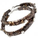 Black Earring Pin Catch Glass Stones Fabric Exotic Print 2 1 2 Inch Drop 2435-2403BNBLK
