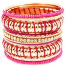 Fuschia Bracelet Bangle Stackable Crystal Studs Threads Beads Various Hoops Texture 2 2432-7036GDFSH