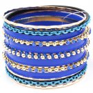 Blue Bracelet Bangle Stackable Painted Formica Various Hoops Texture 2 Inch Width 2432-7025GDBLU