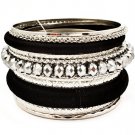 Black Bracelet Bangle Stackable Beads Chain Fabric Various Hoops 2 Inch Width 2432-6958RDBLK