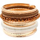 Brown Bracelet Bangle Stackable Bead Fabric Various Hoops 2 Inch Width 2432-6958GDBRO