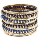 Blue Bracelet Bangle Stackable Threads Various Hoops Texture 1 1 2 Inch Width 2432-6515GDBLU