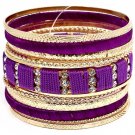Purple Bracelet Bangle Stackable Crystal Studs Threads Fabric Various Hoops Texture 1 2432-6512GDPUR