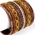 Clear Bracelet Bangle Stackable Crystal Studs Woven Cord Texture 2 1 2 Inch Width 2432-6015COCLR