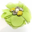 Green Ring Adjustable Stretch Crystal Stone Bead Fabric Flower 2 1 2 Inch Tall / 24318-1052RDGRN
