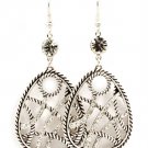 Clear Earring Fish Hook Glass Stone Crystal Studs Tear Drop Texture 2 1 4 Inch Drop 23145-0874ASCLR