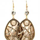 Clear Earring Fish Hook Glass Stone Crystal Studs Tear Drop Texture 2 1 4 Inch Drop 23145-0874AGCLR