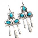 Turquoise Earring Linear Drop Fish Hook Bead Metal Casting 2 1 2 Inch Drop 23145-0708SOTUQ