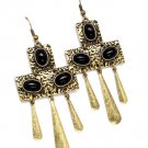 Black Earring Linear Drop Fish Hook Bead Metal Casting 2 1 2 Inch Drop 23145-0708BOBLK