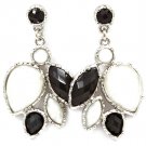 Black & White Earring Post Earring Formica Various Cuts Faceted 2 Inch Drop 23145-0217RDBKW