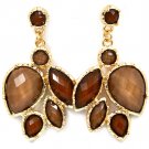 Brown Earring Post Earring Formica Various Cuts Faceted 2 Inch Drop 23145-0217GDBRO