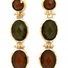 Brown Earring Post Earring Glass Stones Faceted Linear Drop 2 1 2 Inch Drop 23145-0215MGBRO