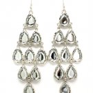 Clear Earring Fish Hook Formica Tear Drop Faceted Texture 4 Inch Drop 23145-0192RDCLR