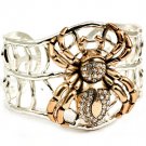 Clear Bracelet Cuff Crystal Studs Spider Texture 2 Inch Width 23142-1096RDCLR