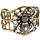 Clear Bracelet Cuff Crystal Studs Spider Texture 2 Inch Width 23142-1096BOCLR
