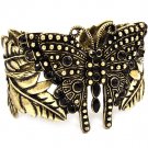 Gold Colored Bracelet Cuff Butterfly Crystal Studs Formica Various Cuts Texture 2 In 23142-1094BOGOD