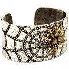 Silver Colored Bracelet Cuff Spider Crystal Studs Texture Natural Looking Dent 1 1 2 23142-1093SOSIV