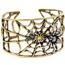 Silver Colored Bracelet Cuff Spiderweb Spider Texture 1 1 2 Inch Width 23142-1092TTSIV