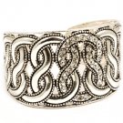 Clear Bracelet Cuff Crystal Studs Texture Laced Pattern 1 1 2 Inch Width 23142-1081ASCLR