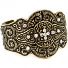 Clear Bracelet Cuff Crystal Stones Texture 2 Inch Width 23142-1080BOCLR