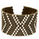 Clear Bracelet Cuff Metal Casting Crystal Studs Texture 1 1 2 Inch Width / 23142-0991BOCLR