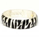 Black Bracelet Stretch Bangle Metal Casting Poured Enamel Animal Pattern 18 Mm Width 23142-0104ASBLK