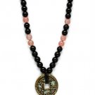 Black Necklace Pendant Semi Precious Stone Bead Cord Toggle Old Coin 18 Inch Long 231414-99280BOBLK