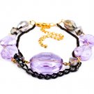 Purple Bracelet Link Various Cuts Faceted Multi Strands 3 Inch Extension 8 Inch Lon 21972-70001TTPUR