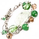 Green Bracelet Toggle Acyrlic Stones Faceted Beads Marbles Multi Strands 7 1 2 Inch 21972-20001RDGRN