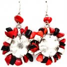 Red Earring Fish Hook Natural Stones Metal Casting 2 1 2 Inch Drop / 219205-3243SORDA