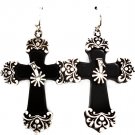 Black Earring Fish Hook Formica Metal Ornaments Spur Texture 2 Inch Drop / 219205-3215SOBLK