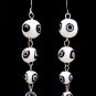 White Earring Fish Hook Marbles Evil Eyes Enamel Linear Drop 2 1 4 Inch Drop / 219205-10003RDWHT