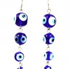 Blue Earring Fish Hook Marbles Evil Eyes Enamel Linear Drop 2 1 4 Inch Drop / 219205-10003RDBLU