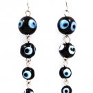Black Earring Fish Hook Marbles Evil Eyes Enamel Linear Drop 2 1 4 Inch Drop / 219205-10003RDBLK