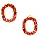 Red Earring Post Earring Crystal Studs Rings Textures Pave Set 10 Mm Drop / 219205-0042GDRED